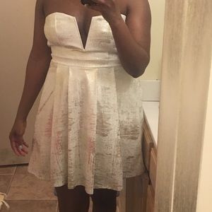 White and gold mini skater type dress. NWT